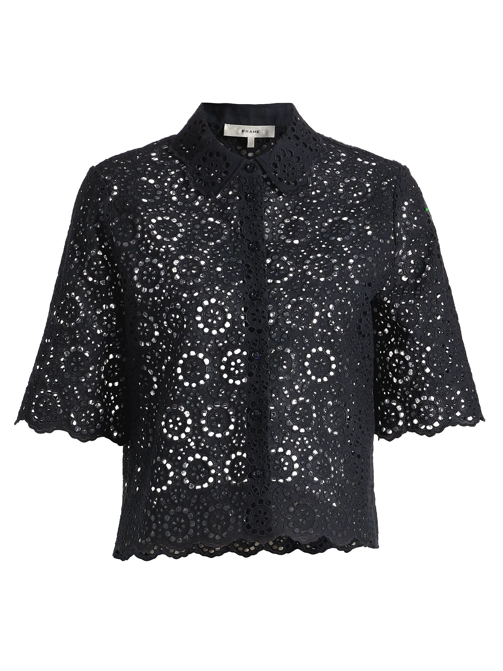 The Petal Eyelet Cotton Shirt | Saks Fifth Avenue