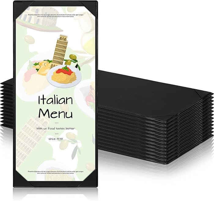 Jexine 12 Pcs Restaurant Menu Covers Single Page Panel Holders with Angled Corners, Black, 4.25" ... | Amazon (US)