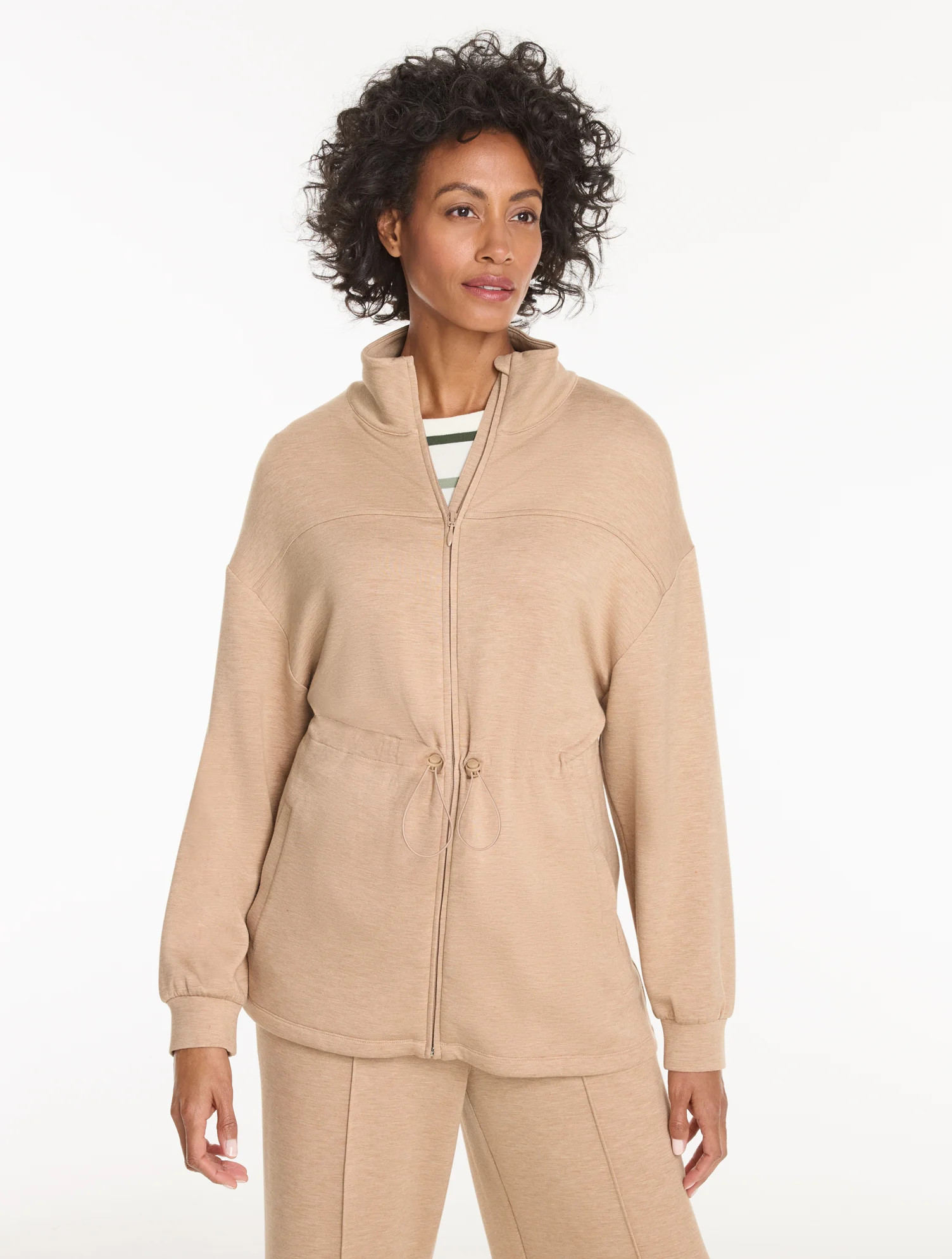 AirKnit Stretch Full-Zip Jacket - Heathered - Chanterelle Heather - Small Talbots | Talbots
