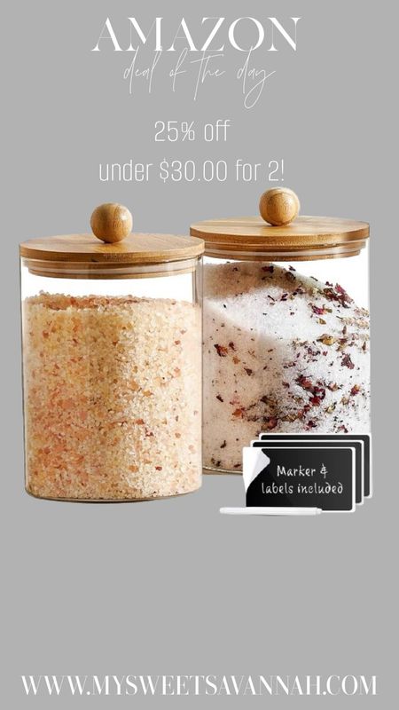 Large Glass Canister Set for Kitchen Counter with Airtight Bamboo Lids + Marker & Labels - Cookie Jars with Wooden Lid, Food Storage Containers for Pantry, Flour, Sugar, Pasta, Candy - Set of 2-68oz.
Amazon deal of the day 

#LTKhome #LTKfindsunder50 #LTKsalealert