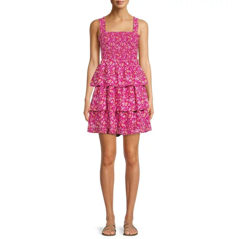 A Love Story Women’s Square Neck Sleeveless Tiered Dress with Smocked Bodice - Walmart.com | Walmart (US)