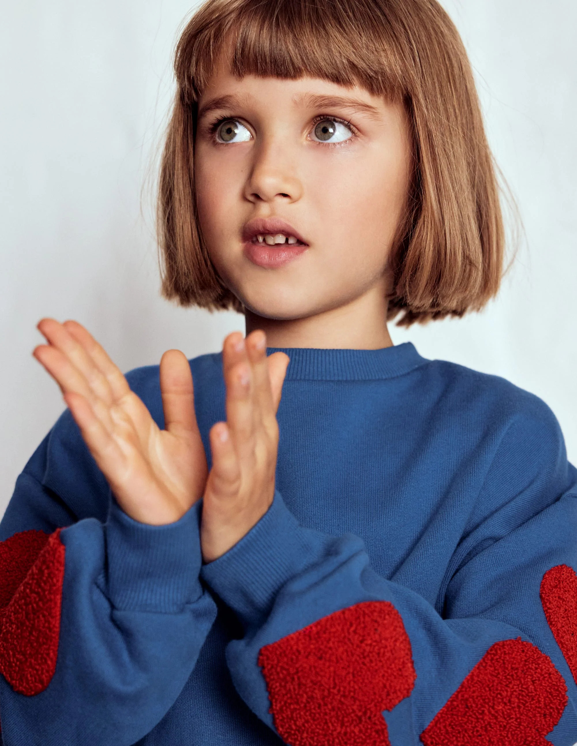 Bobbie Appliqué Sweatshirt-Bluejay Hearts | Boden (US)