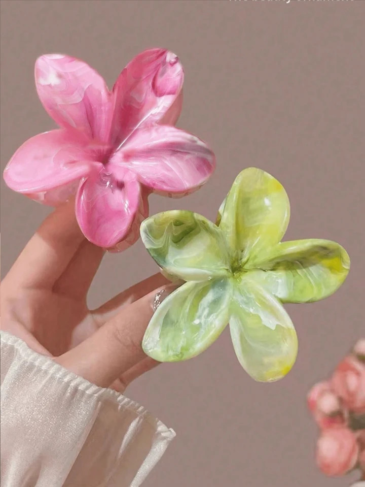 3pcs Women's Acrylic, Large-Sized, Gradient Flower Claw Clip, Elegant Hair Accessory, Suitable Fo... | SHEIN