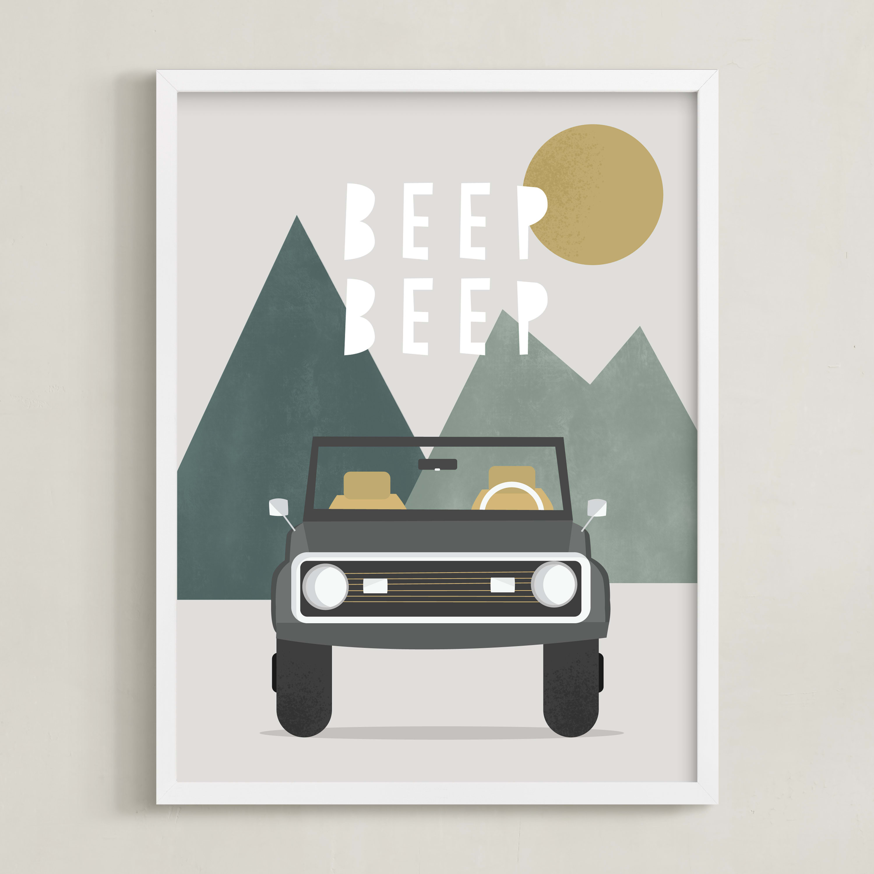 "Beep Beep" - Kids Open Edition Non-custom Art Print by Christie Garcia. | Minted