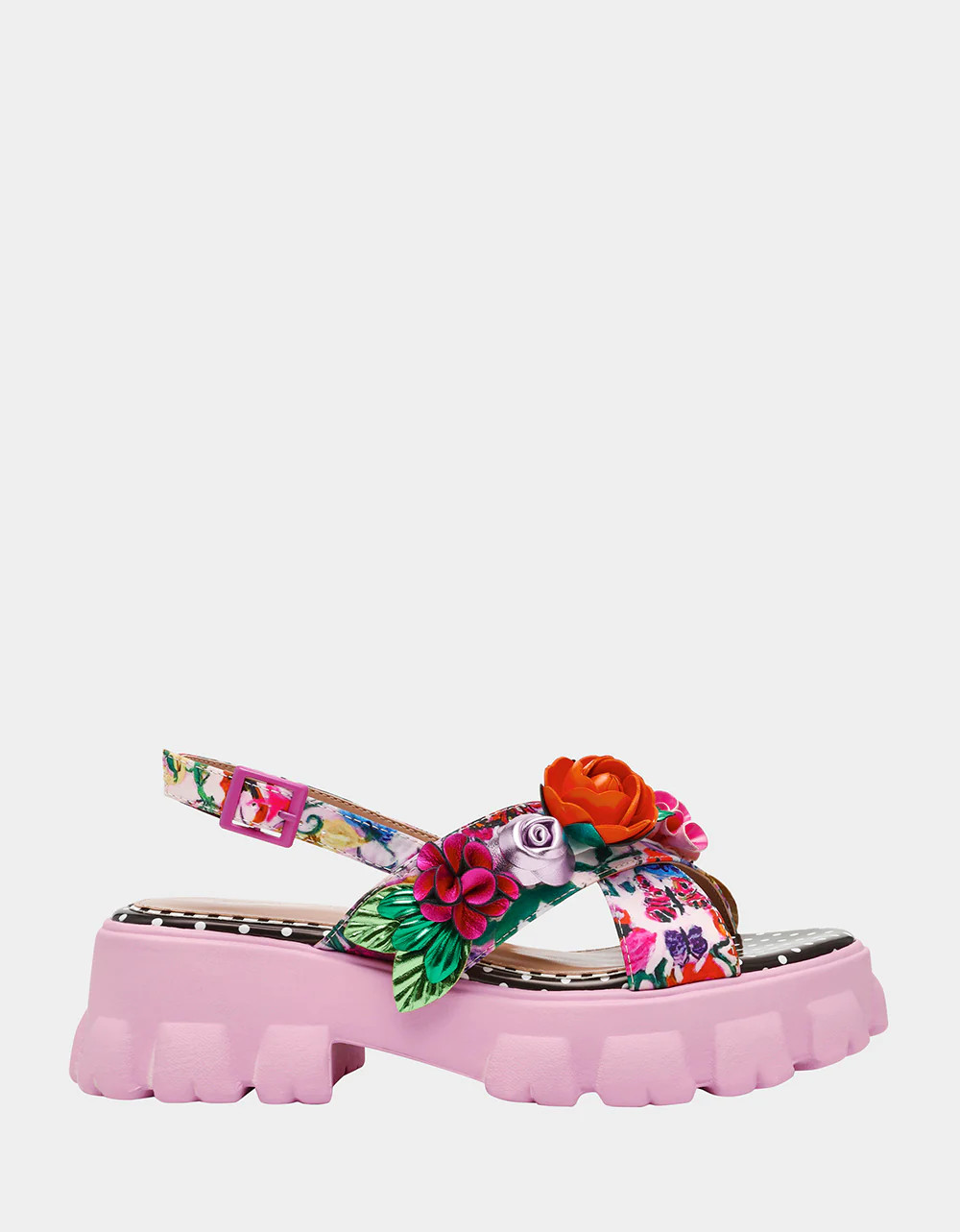 NIKITTA PALE PINK FLORAL Platform Strappy Sandal | Women's Sandals | Betsey Johnson