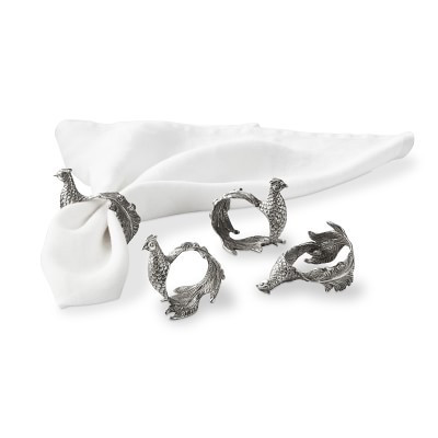 Pewter Pheasant Napkin Rings, Set of 4 | Williams-Sonoma