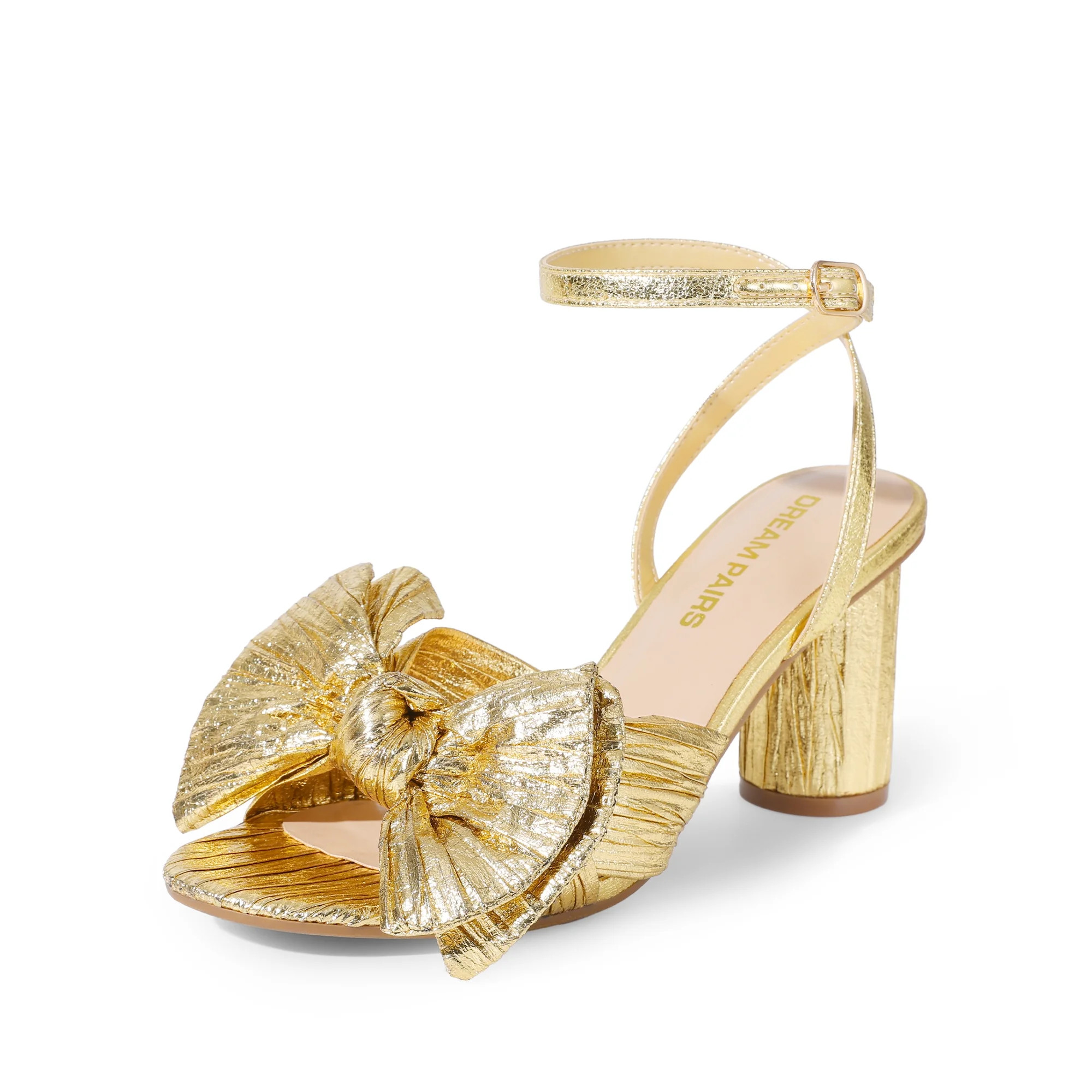 DREAM PAIRS Women's Bow Knot Heeled Sandals Low Chunky Heels Open Toe Ankle Strap Slingback Dress... | Walmart (US)