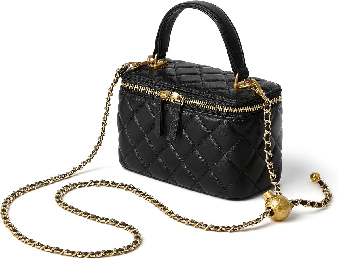 DORIS&JACKY Small Leather Crossbody Purse for Women Mini Top Handle Box Bag | Amazon (US)