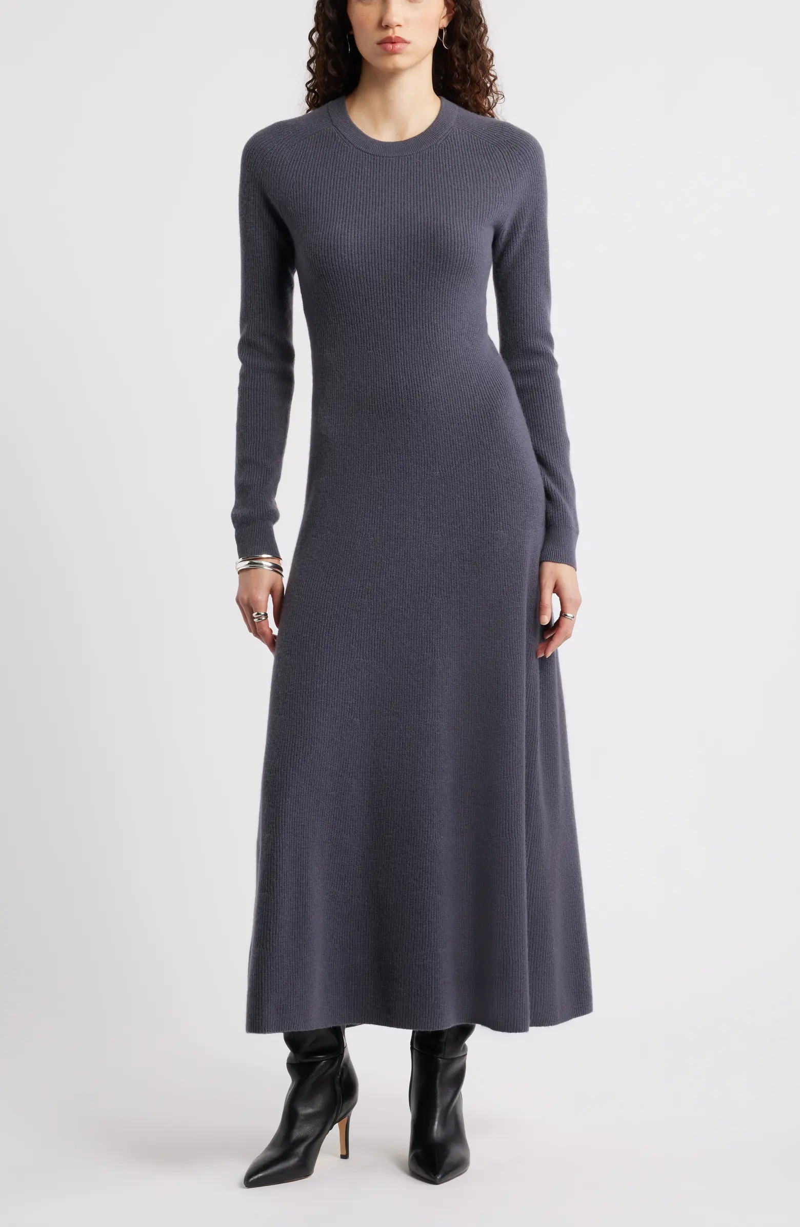 Long Sleeve Wool & Cashmere Rib Maxi Dress | Nordstrom