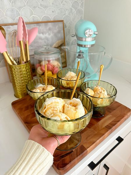 The most beautiful vintage ice cream and dessert bowls! Perfect for entertaining! Here is what I made in these:
Three scoops of vanilla bean ice cream, one shot of espresso over top with caramel drizzle! You can use fresh regular coffee too if you don’t have an espresso machine! #AmazonHome

#LTKSeasonal #LTKfindsunder50 #LTKhome