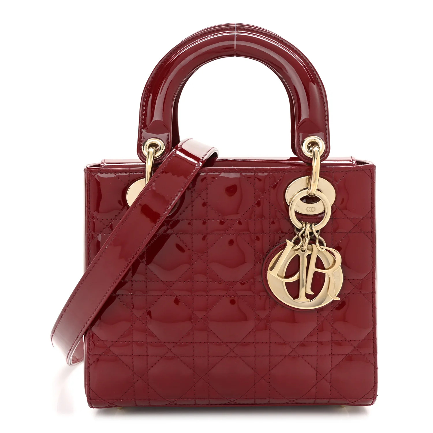 Patent Cannage Small Lady Dior Cherry Red | FASHIONPHILE (US)