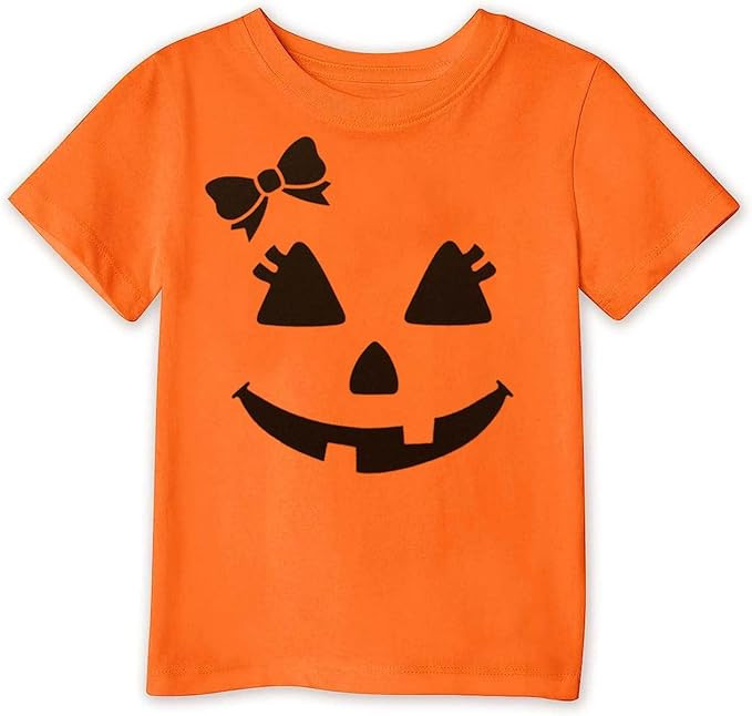 Toddler Boy Girl Pumpkin Face Spooky Halloween T-Shirt Short Sleeve Kids Fun Tops | Amazon (US)