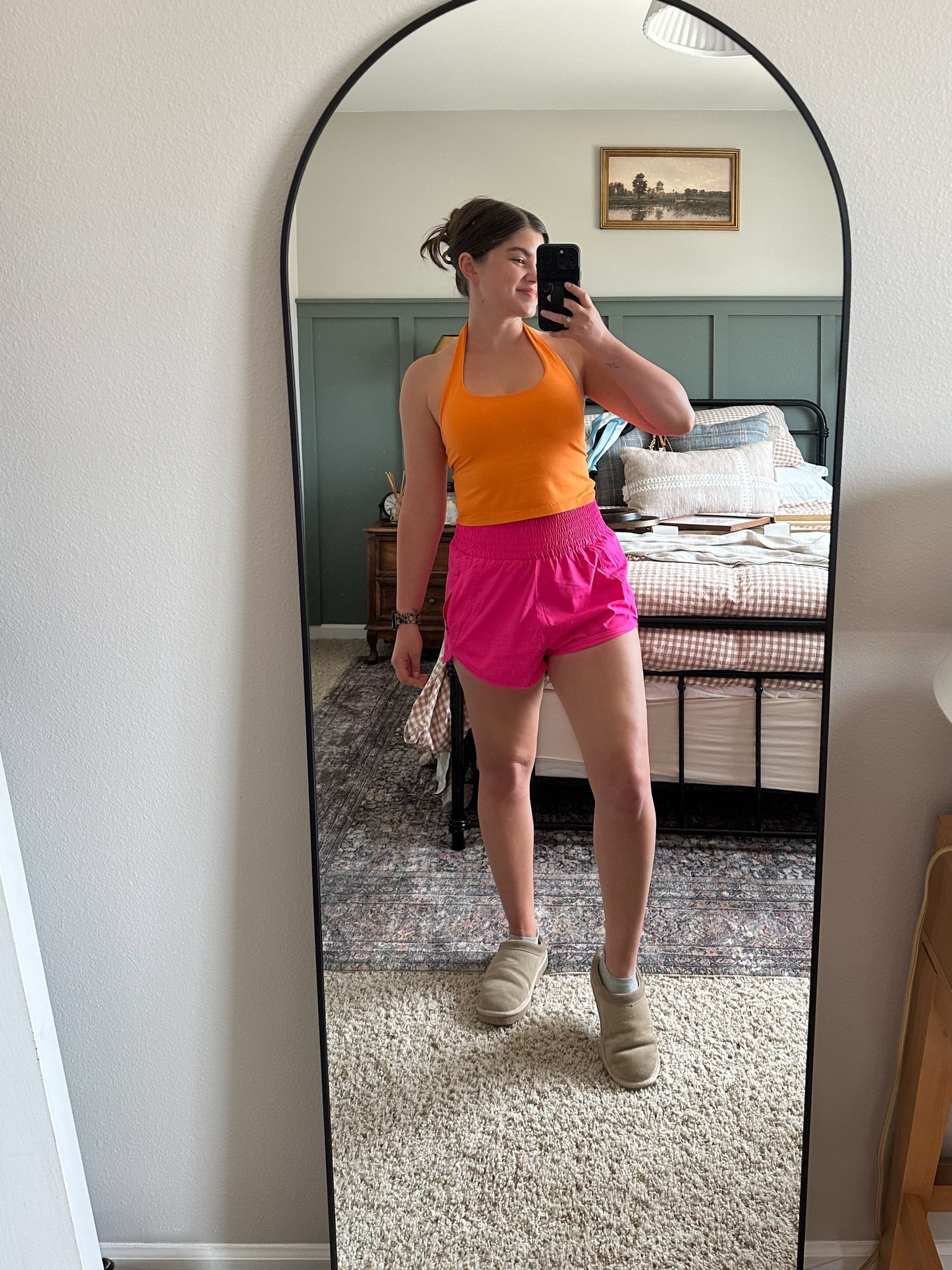 Bright summer workout outfit

Orange workout tank, halter tank, lululemon dupe shorts, hot pink high waisted athletic shorts, running outfit, athleisure wear

#LTKActive #LTKootd #LTKPetite