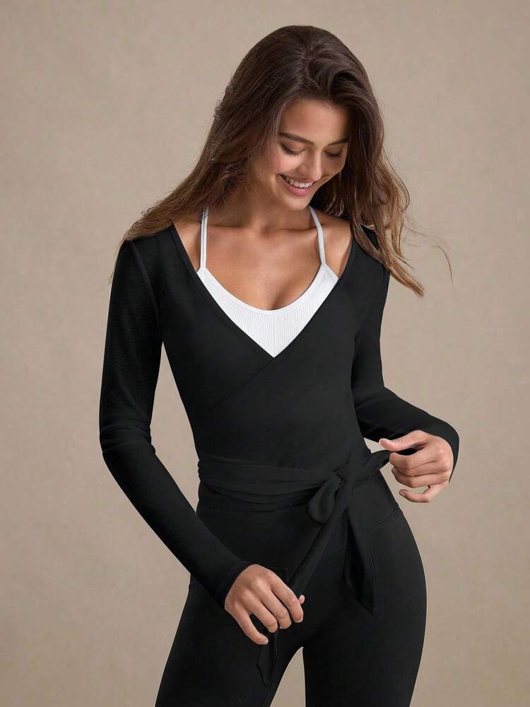 Black Wrap Top | SHEIN