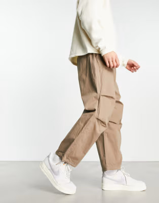 Bershka parachute woven cargo pants in camel | ASOS (Global)