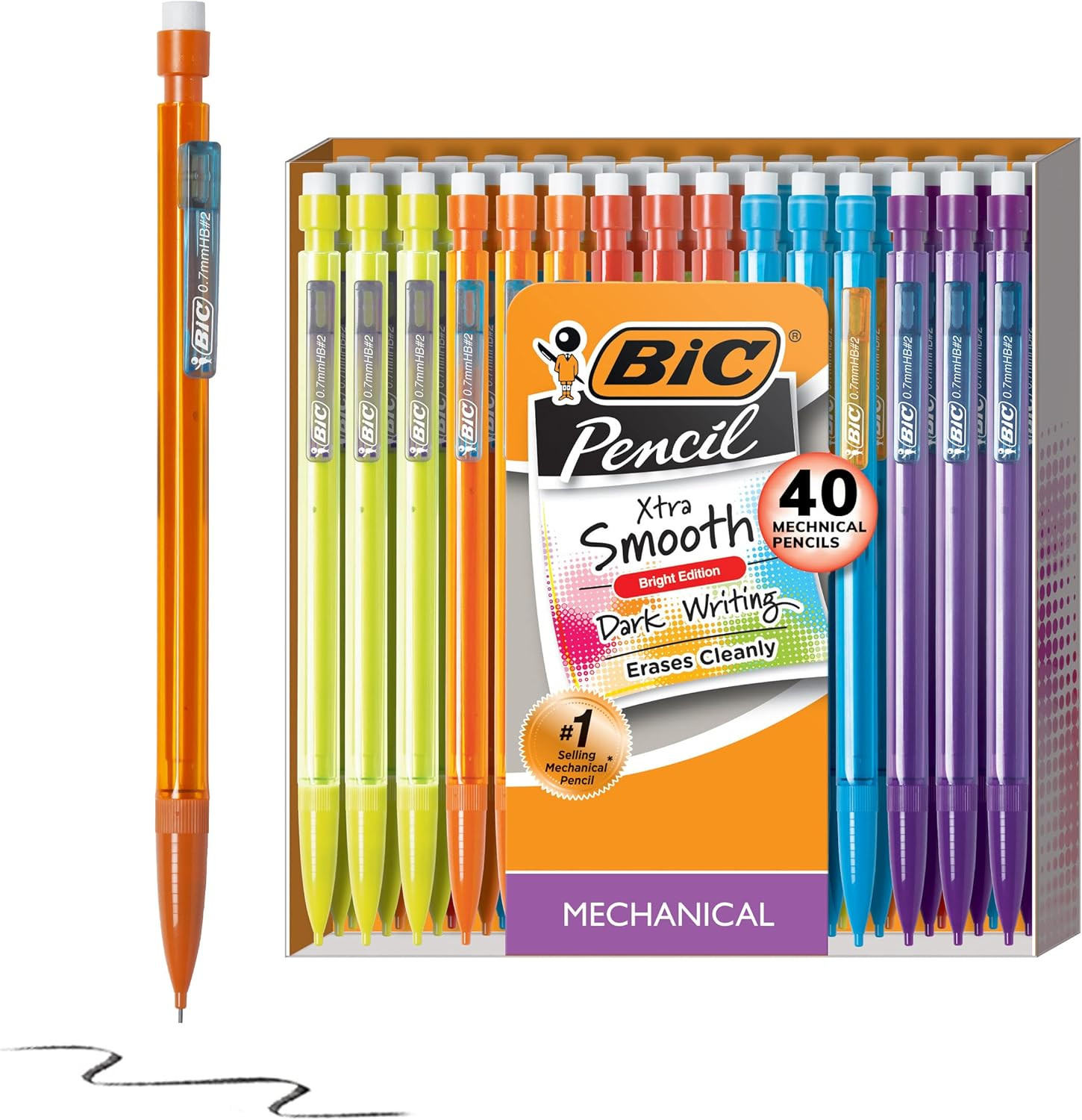 BIC Xtra-Smooth Mechanical Pencils with Erasers, Bright Edition Medium Point (0.7mm), 40-Count Pa... | Amazon (US)