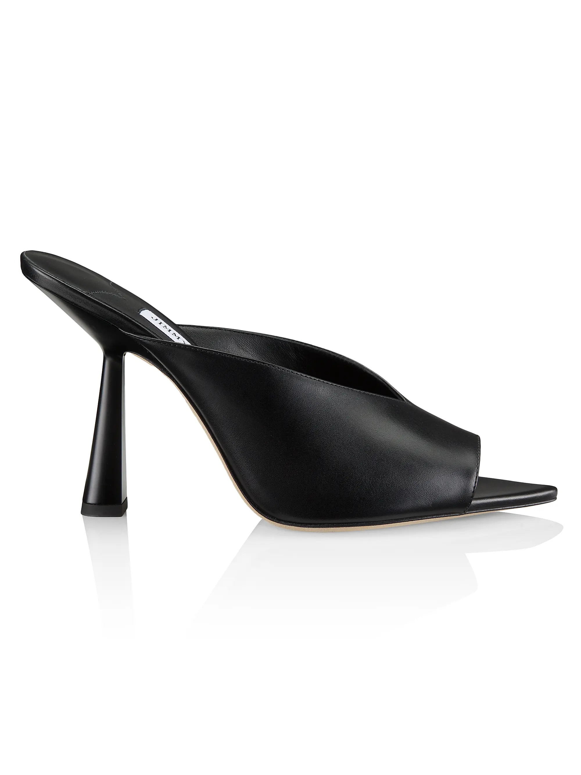 Shop Jimmy Choo Maryanne 100MM Leather Sculptural Mules | Saks Fifth Avenue | Saks Fifth Avenue