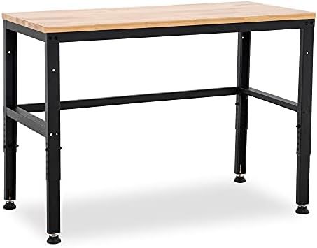 Mcombo Garage Workbench with Solid Acacia Wood Tabletop, Overall Steel Frame Worktable for Garage... | Amazon (US)