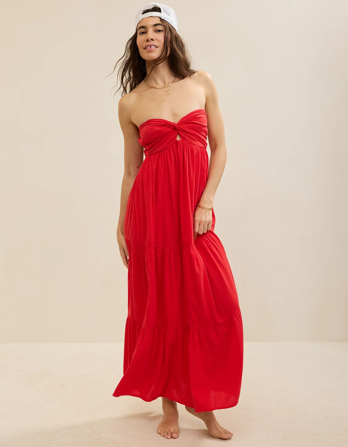 Aerie Strapless Cut Out Maxi Dress | American Eagle Outfitters (US & CA)