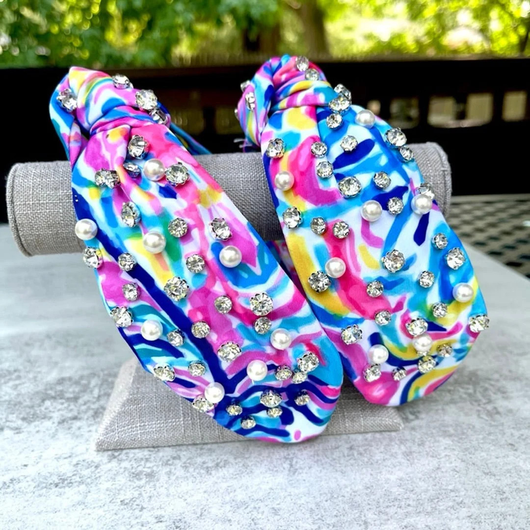 Palm Beach Lemon Wedge Pearl & Rhinestone Knotted Headband | Etsy (US)