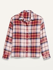 Cropped Plaid Flannel Boyfriend Shirt for Women | Old Navy (US)