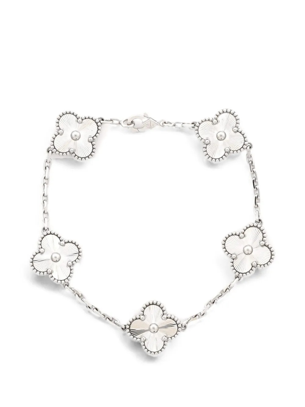 Van Cleef & Arpels Pre-Owned Vintage Alhambra 5 Motifs Guilloche 18K White Gold bracelet - Silver | Farfetch Global