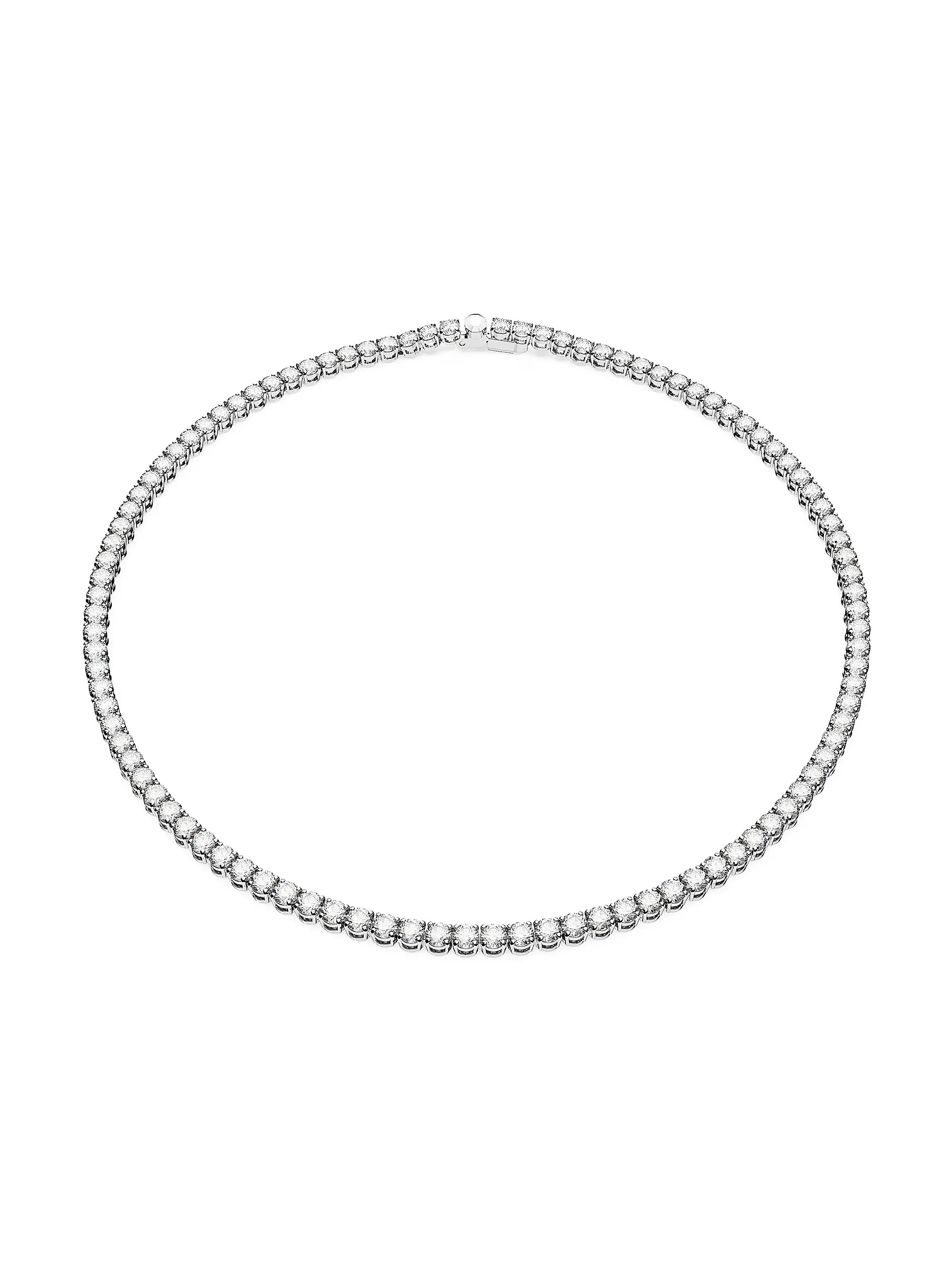 Shop Swarovski Matrix Rhodium-Plated & Crystal Tennis Necklace | Saks Fifth Avenue | Saks Fifth Avenue