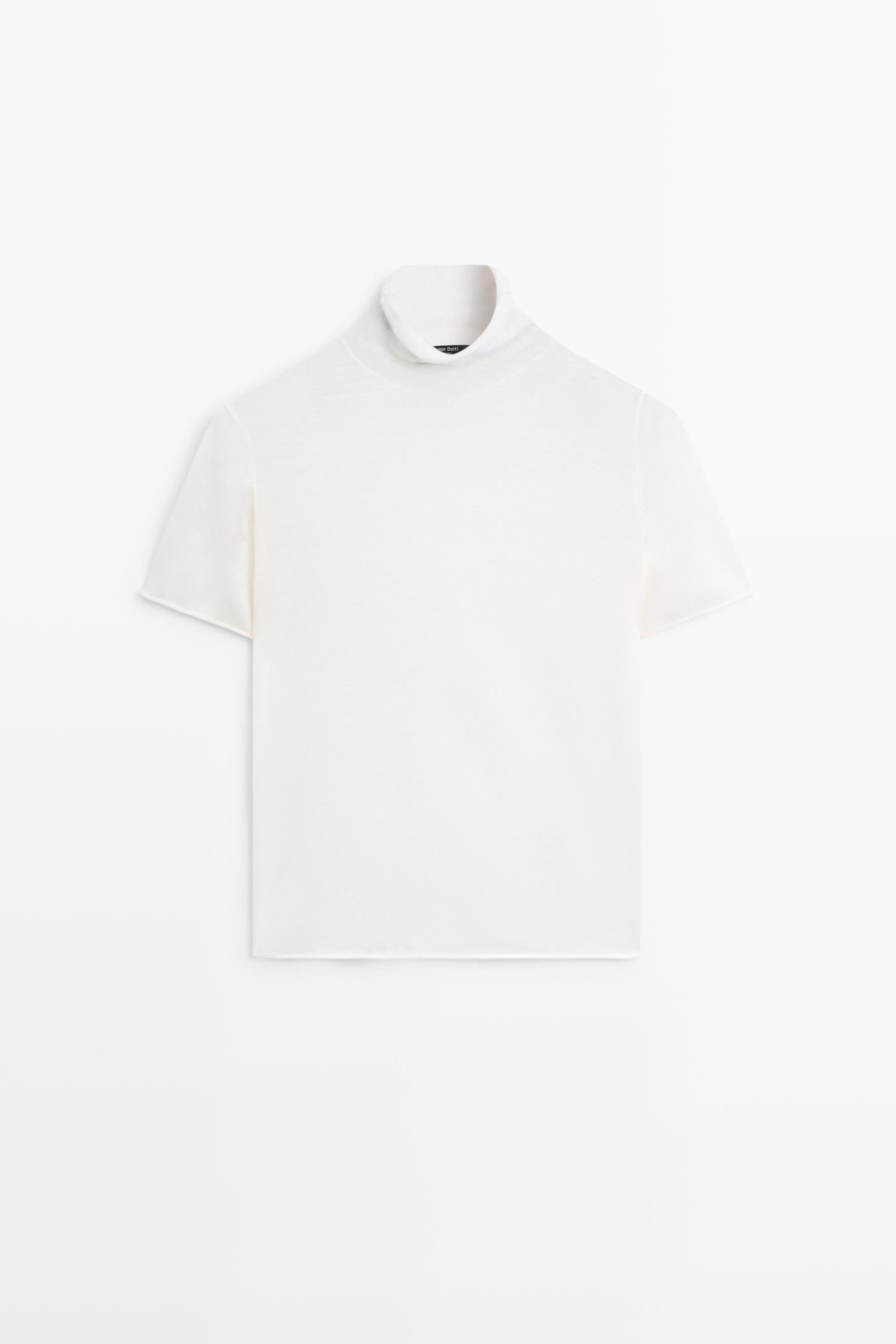 Short sleeve turtleneck knit sweater | Massimo Dutti US