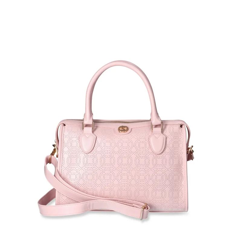 Time and Tru Woman's Wyatt Satchel Handbag, Pink Blush Perforated | Walmart (US)