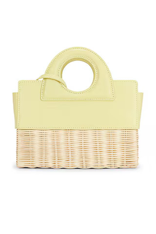 Alexis Penelope Petite Rattan Bag in Pale Yellow | FWRD | FWRD 