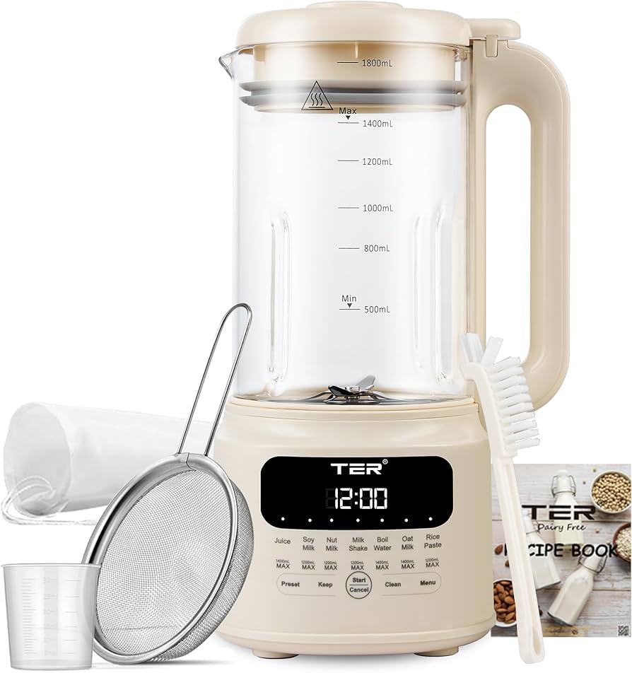 Nut Milk Maker Machines, TER 10-in-1 Automatic Soy Milk Maker, Glass | Amazon (US)