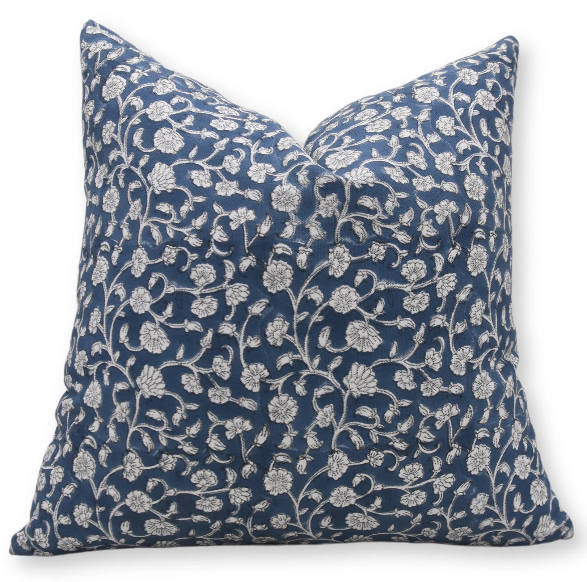 Fabdivine FABRITUAL Block Print Duck Canvas  Throw Pillow Covers, Handmade (Himachal, Blue) - Way... | Wayfair North America