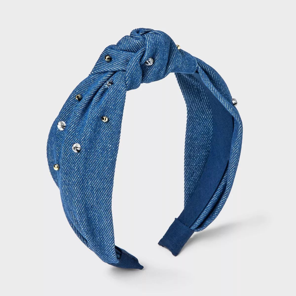 Girls' Rhinestones Denim Top Knot Headband - art class™ Blue | Target