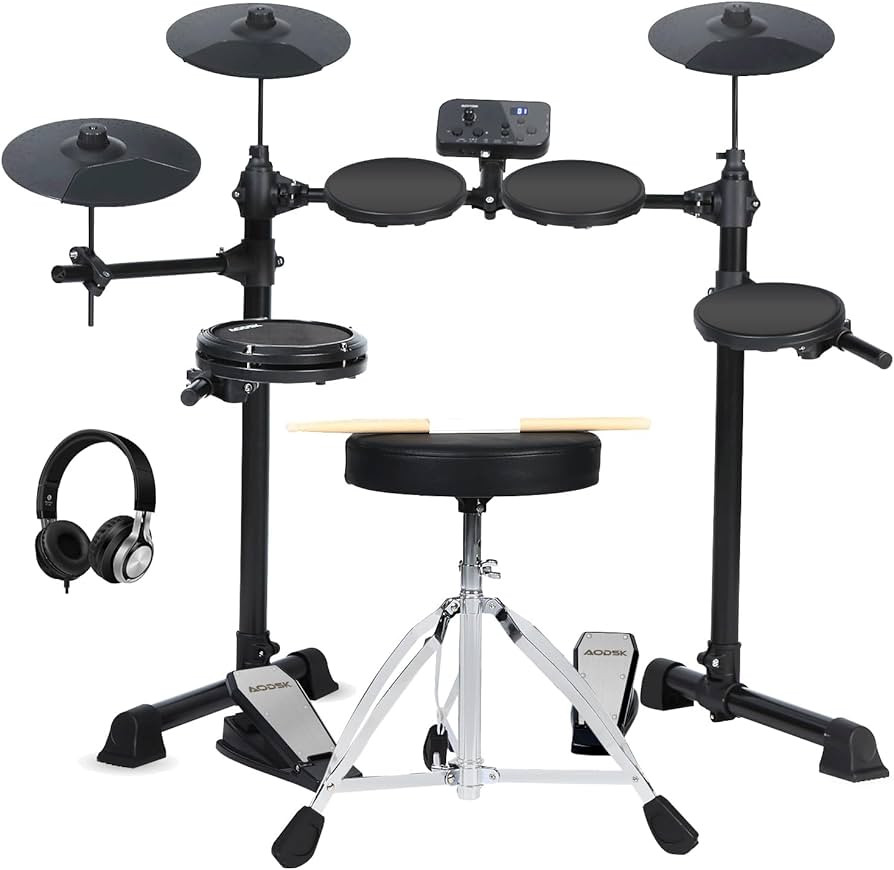 AODSK Electronic Drum Set,Electric Drum Set for Beginner with 150 Sounds,Drum Set With 4 Quiet El... | Amazon (US)