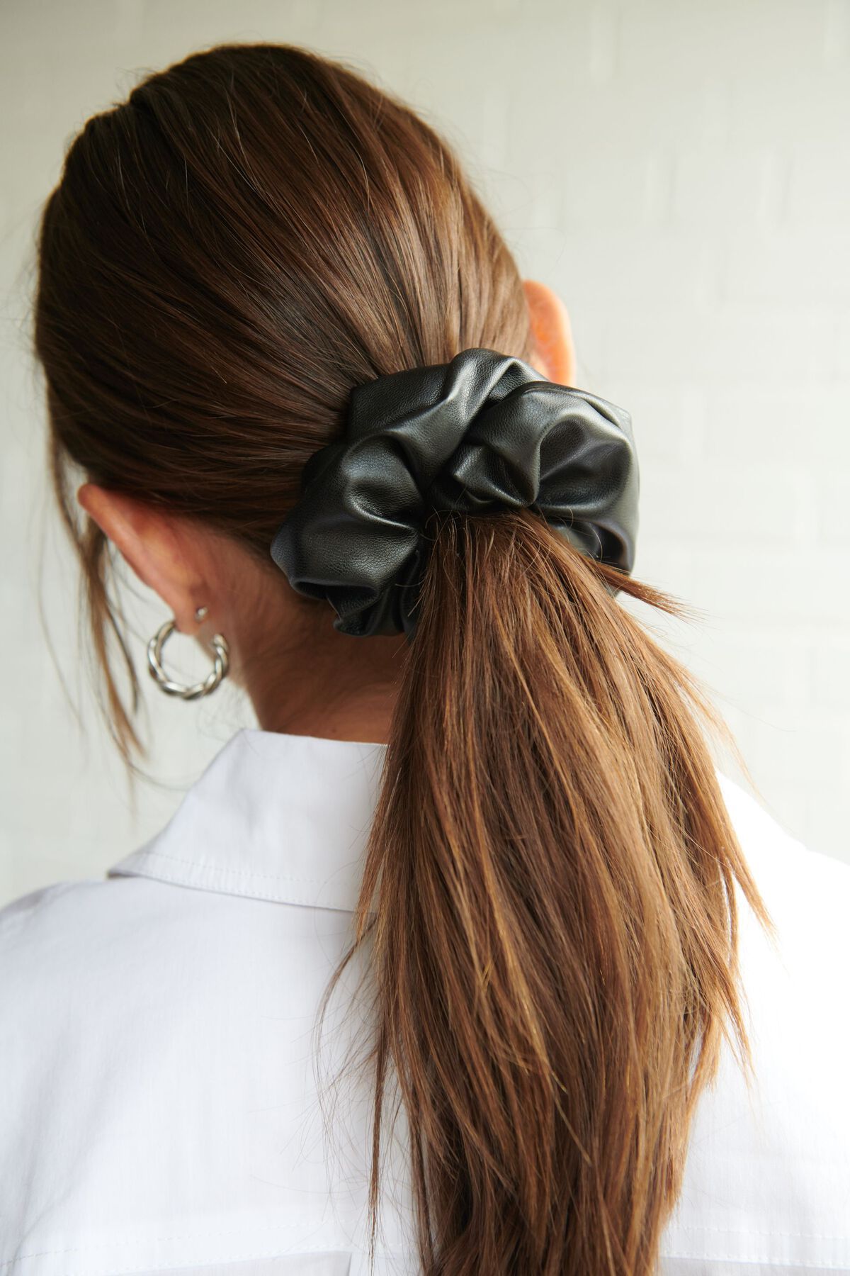 Oversized Faux Leather Scrunchie | Dynamite Clothing