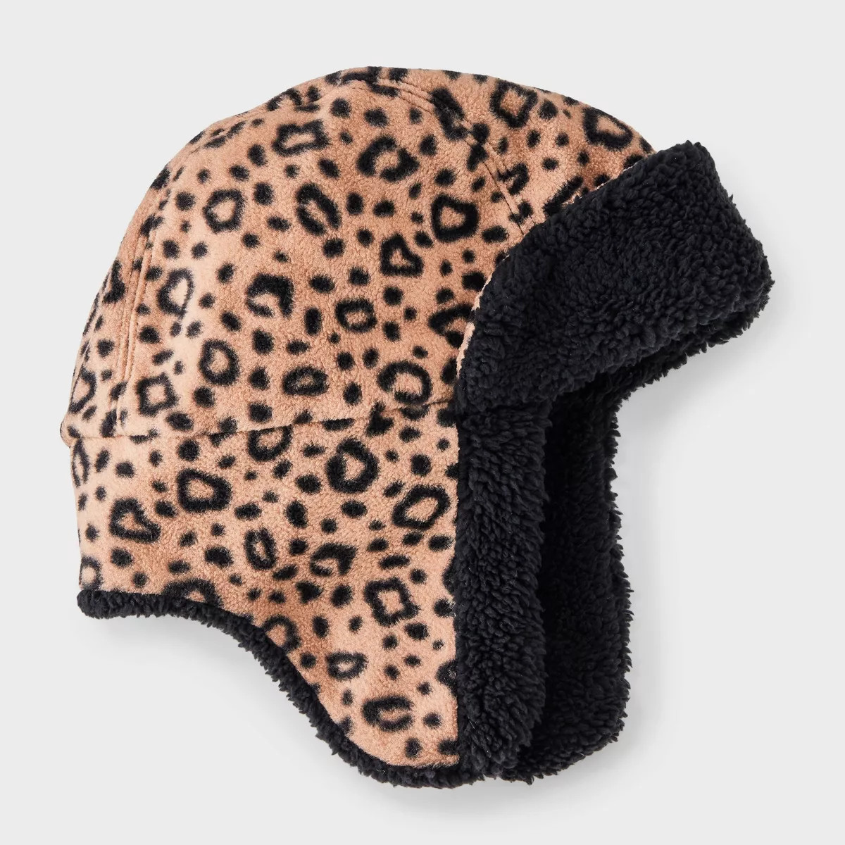 Girls' Leopard Printed Recycled Fleece Trapper Hat - Cat & Jack™ Brown/Black | Target