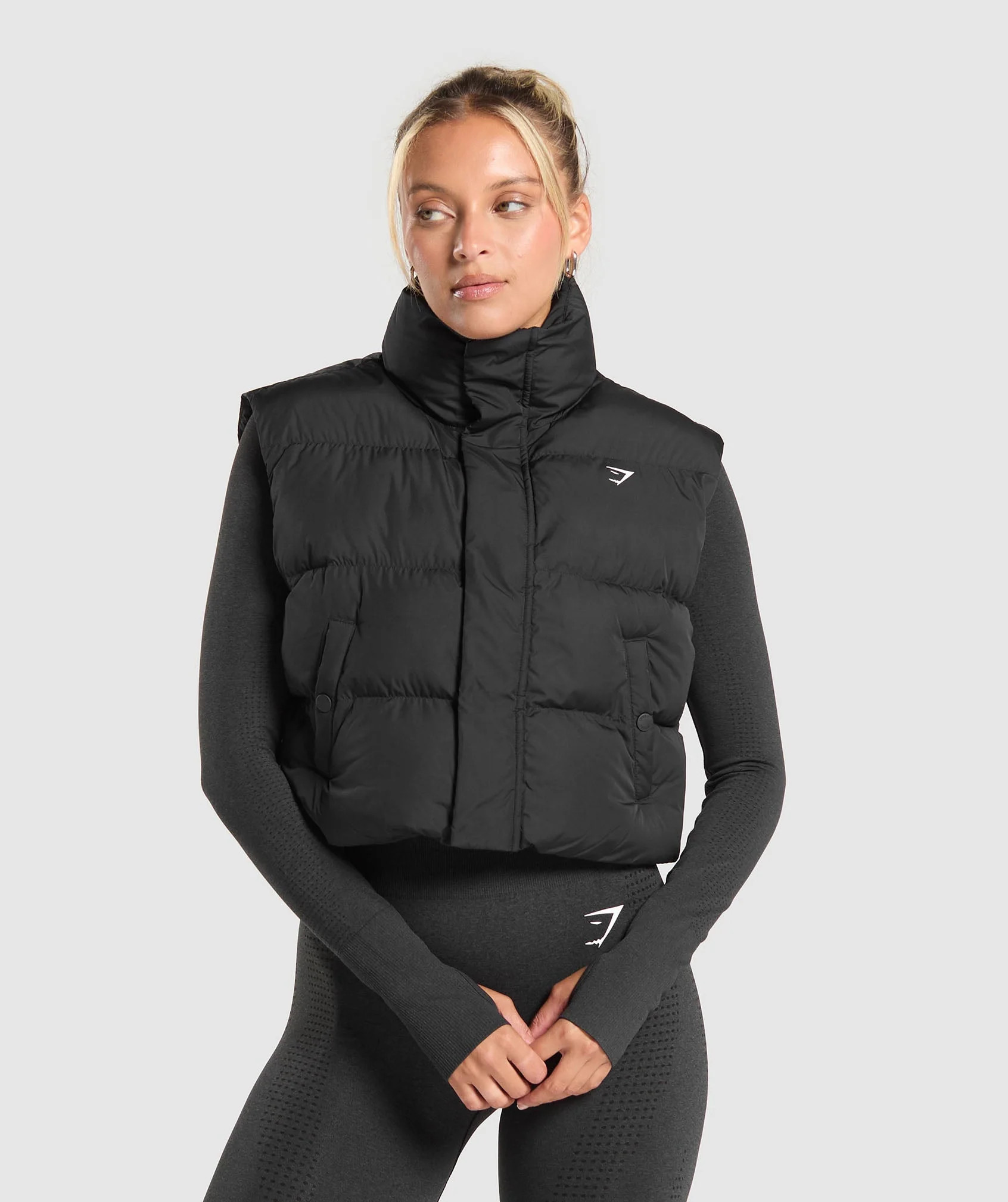 Gymshark Cropped Midi Gilet - Black | Gymshark UK