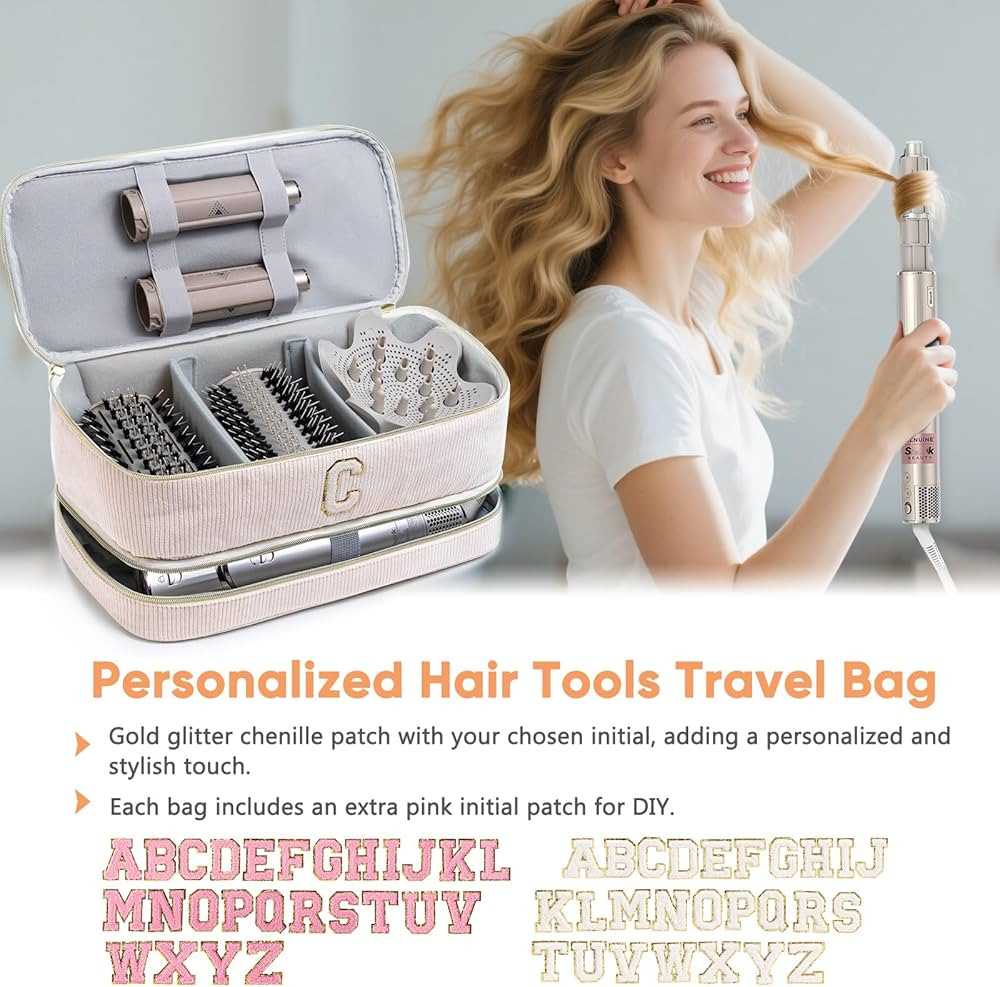 Initial Personalized Hair Tools Travel Bag Double-Layer Hair Dryer Case Compatible with Shark Fle... | Amazon (US)