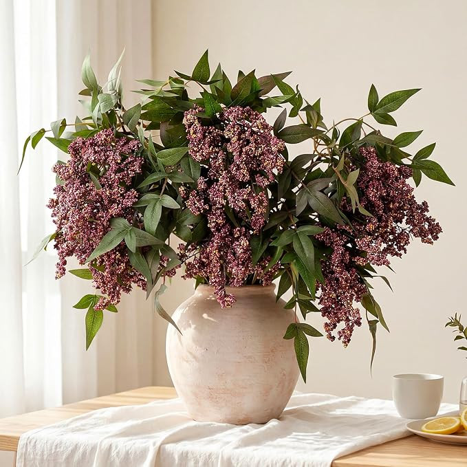 4 Pcs 37" Artificial Nandina Berry Stems, Faux Fall Berry Branches for Vase, Realistic Floral Pic... | Amazon (US)