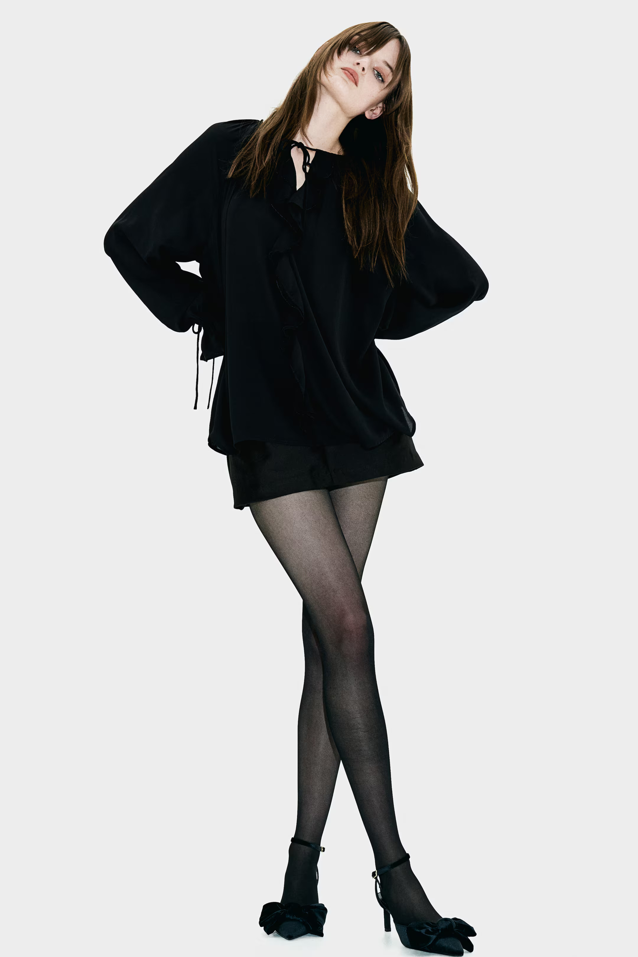 Ruffled Blouse - Black - Ladies | H&M US | H&M (US + CA)