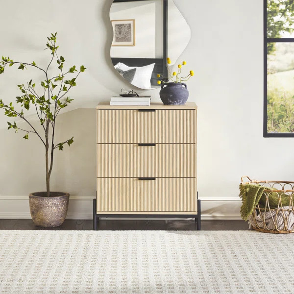 Camelia Reeded 3-Drawer Dresser | Wayfair North America