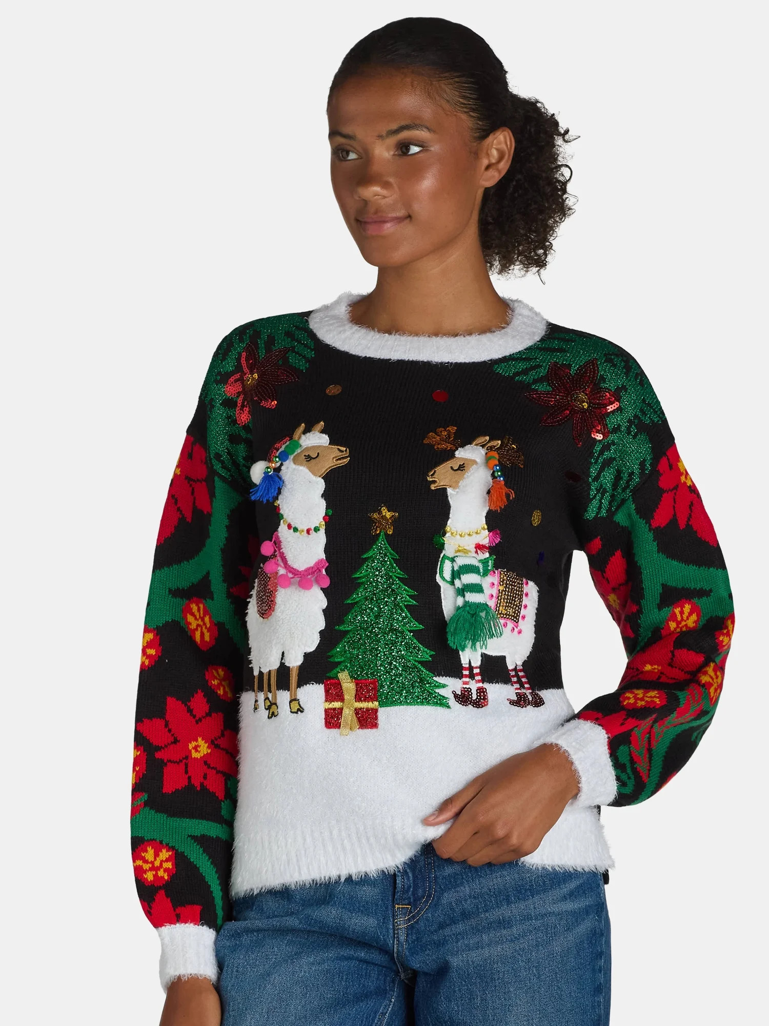 Holiday Time Embellished Sweater, Women’s, Sizes XS-3X | Walmart (US)