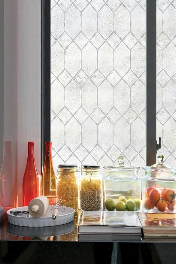 Artscape Old English Large | Window Privacy Film Textured Leaded Glass Pattern | Non-Adhesive & U... | Amazon (US)