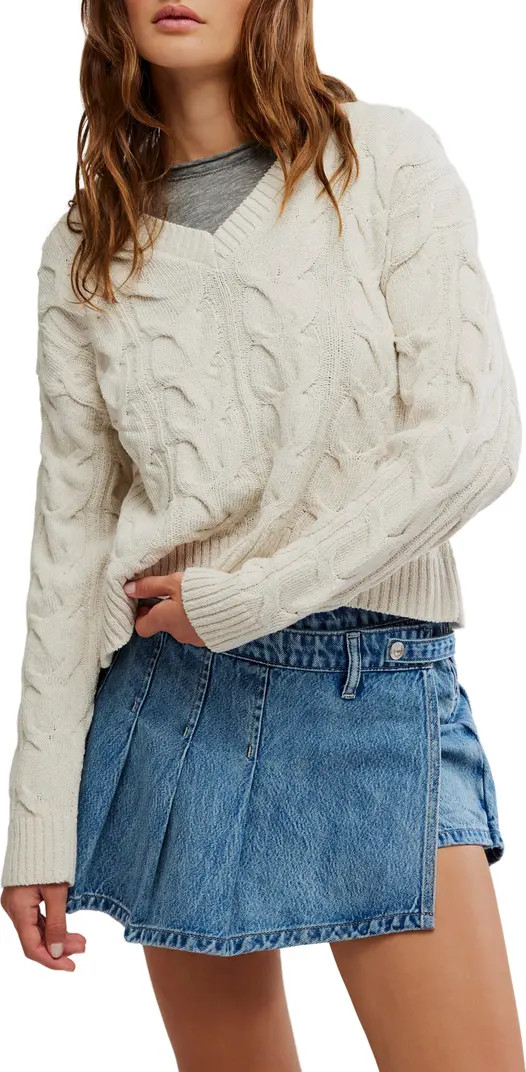 Free People Washed Cable Sweater | Nordstromrack | Nordstrom Rack