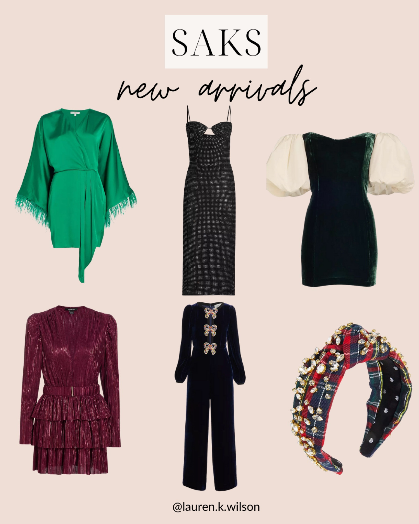 Saks, new arrivals, plaid, satin, rhinestone, bow, jumpsuit, mini dress 

#LTKstyletip #LTKHoliday #LTKSeasonal