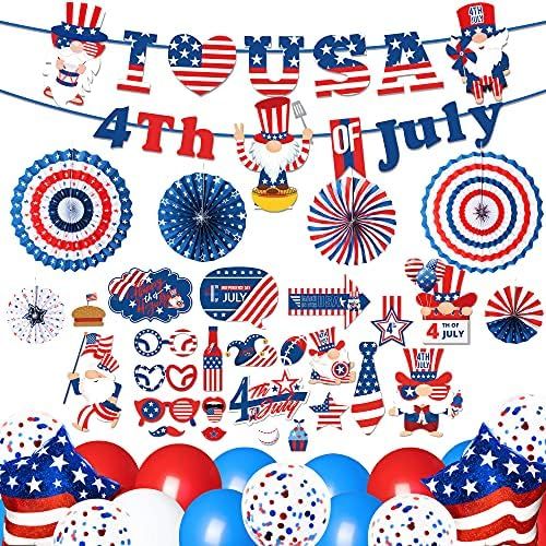 4th of July Decorations,67pcs Patriotic Party Decorations Set include Hanging Paper Fans,4th of J... | Amazon (US)