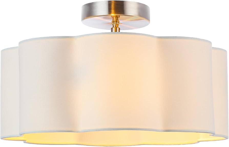Newrays 3-Light Semi Flush Mount Ceiling Light Fixture, White Fabric Shade Modern Close to... | Amazon (US)