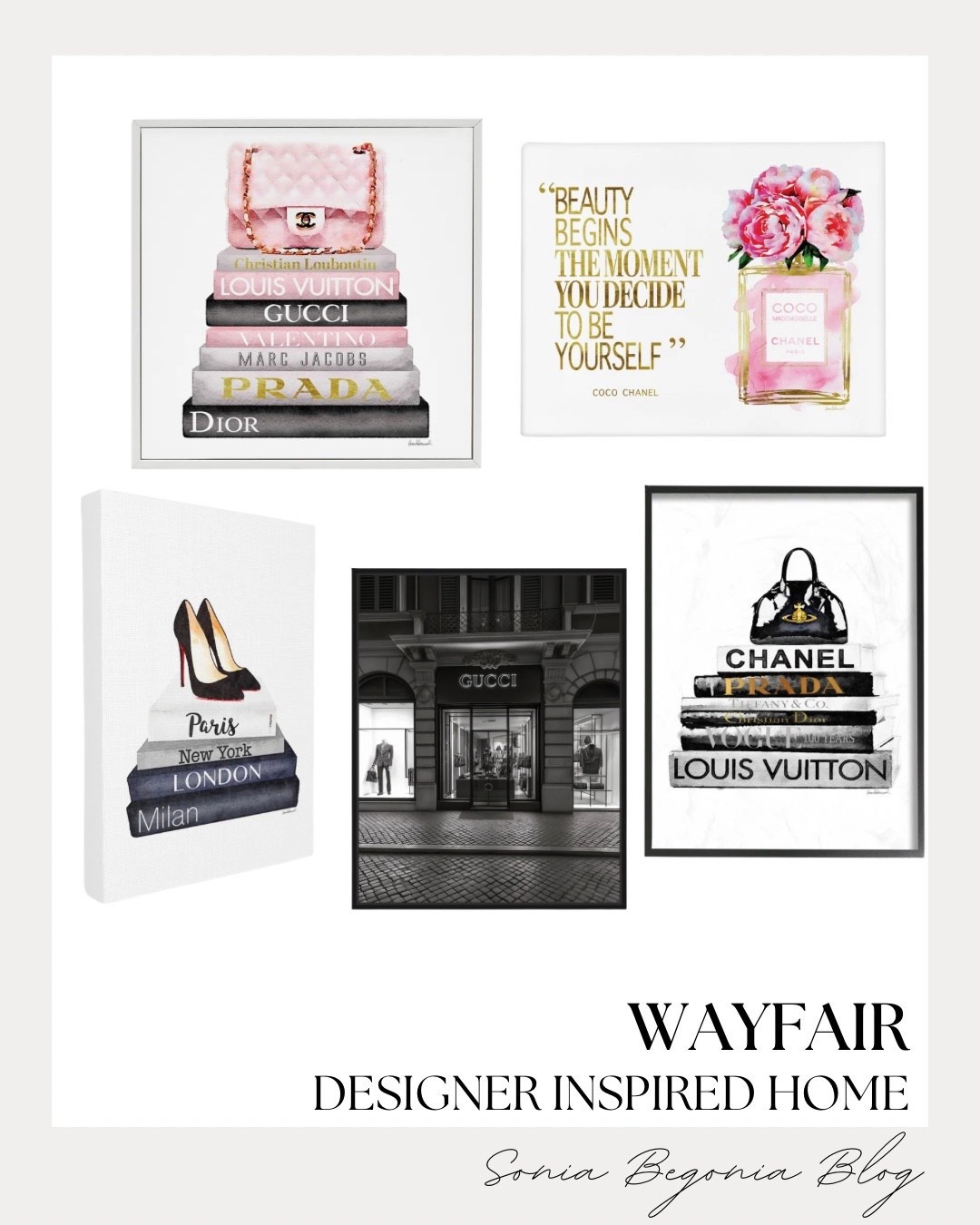 Wayfair Designer Art! ✨

Elevate your home aesthetic with these chic, designer-inspired canvas finds from Wayfair—most under $50! 🖼️

I am obsessed with the high-fashion, glamorous vibe of these art pieces. From the pink quilted handbag atop a stack of luxury books to the black-and-white Gucci storefront and iconic "Paris, New York, London, Milan" heel print, these additions bring instant sophistication. I love how the soft pinks and bold neutrals create a curated, polished look that is perfect for any office or glam room refresh!

#WayfairHome
#DesignerInspired
#WallArt
#HomeDecor
#WayfairFinds
#GlamHome
#InteriorDesign
#AestheticHome
#PinkDecor
#HomeStyling
#LTKHome
#WayfairStyle
#HomeRefresh
#ChicHome
#BudgetFriendly

#LTKHome