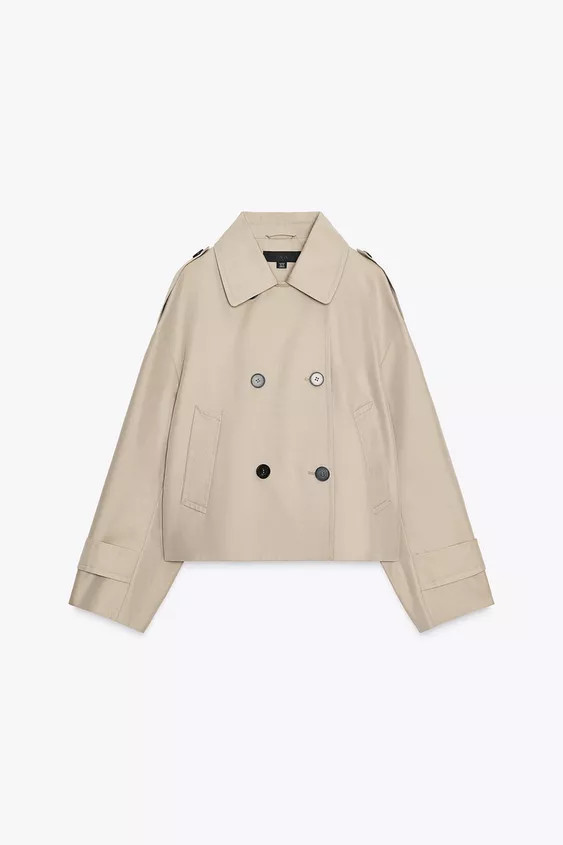SHORT DOUBLE-BREASTED TRENCH COAT | Zara UK
