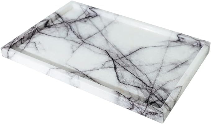 Real Luxurious Vanity Tray Natural Genuine Marble Storage Tray for Home Decor Stone Tray for Bath... | Amazon (US)